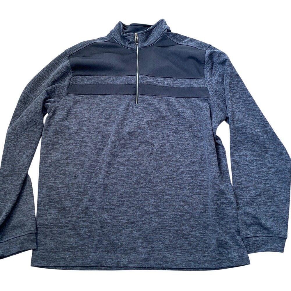 Bolle Mens Navy Blue Space Dye Quarter Zip Pullover Activewear Top Medium